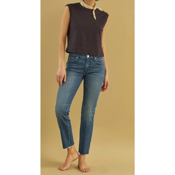 AMO  Stix Crop Ankle Jeans Bluebeam Stretch Blue Preppy Women's 27 - Picture 1 of 12